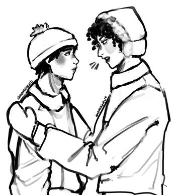 2x half-body B/W sketch, ~$20
